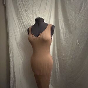 Heart & Hips Ribbed Brown Dress